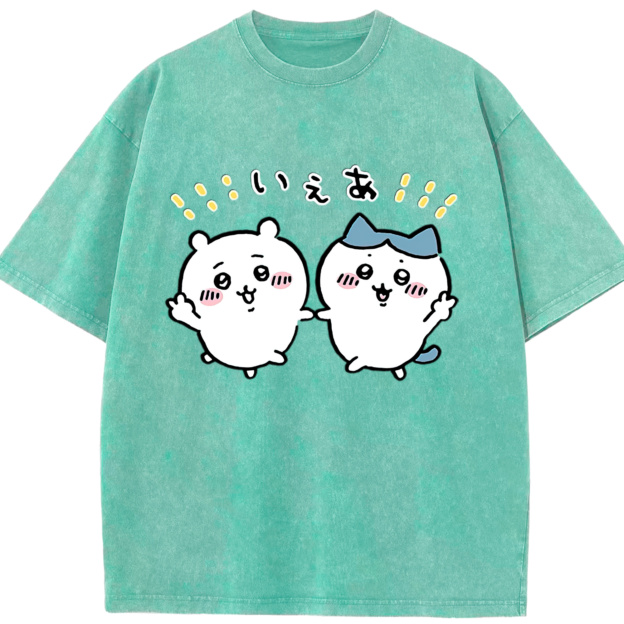 （画像用） ちいかわ ハチワレ Chii-kawa hachiware 綿100% ヴィンテージ風 半袖Tシャツ（フロントプリント）